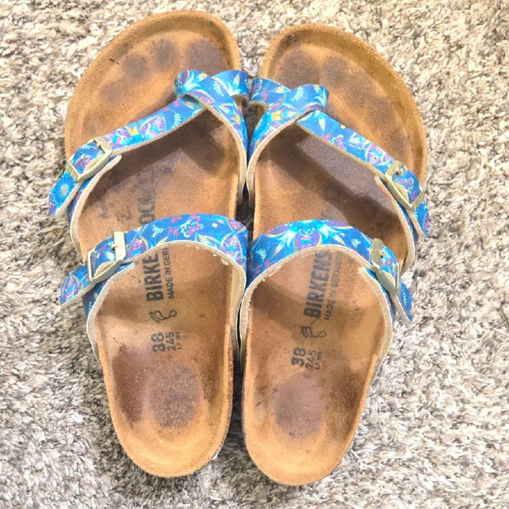 Birkenstock Blue Floral Sandals 38/ 7.5